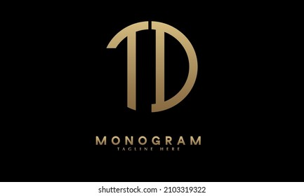 Alphabet TD or DT illustration monogram vector logo template in round shape