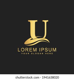 Alphabet template logo . gracefull letter U logo initial