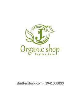 Alphabet template logo . organic letter J logo initial