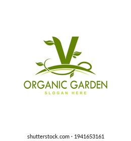 Alphabet template logo . organic letter V logo initial