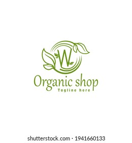 Alphabet template logo . organic letter W logo initial