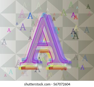 Alphabet A text background icon