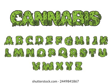 
Alphabet text cannabis style. vector on white background