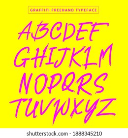 alphabet text font and typeface of gratfiti paint style vector illustration, freehand written typography