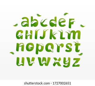 Alphabet text leaf effect typography