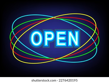 Alphabet text open neon led light text digital graphic design networking online electric letters abstract background wallpaper art vector illustration