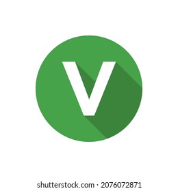 Alphabet, Text Symbol Flat Icon V Letter With Long Shadow Sign Template