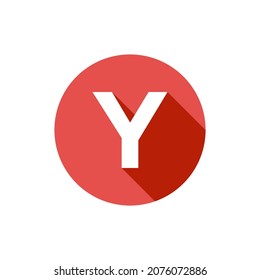 Alphabet, Text Symbol Flat Icon Y Letter With Long Shadow Sign Template
