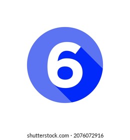 Alphabet, Text Symbol Flat Icon 6 Letter With Long Shadow Sign Template