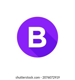 Alphabet, Text Symbol Flat Icon B Letter With Long Shadow Sign Template