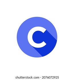 Alphabet, Text Symbol Flat Icon C Letter With Long Shadow Sign Template
