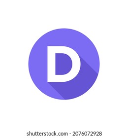 Alfabeto, símbolo de texto Letra de icono plano D con plantilla de signo de sombra larga
