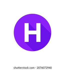 Alphabet, Text Symbol Flat Icon H Letter With Long Shadow Sign Template