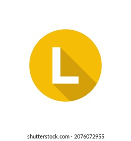 Alphabet, Text Symbol Flat Icon L Letter With Long Shadow Sign Template