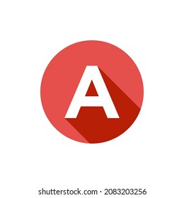 Alphabet, Text Symbol Flat Icon A Letter With Long Shadow Sign Template