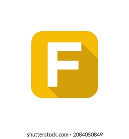 Alfabeto, Símbolo de texto Icono plano Letra F con plantilla de signo de sombra larga