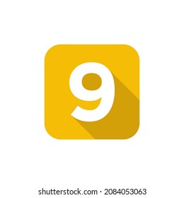 Alfabeto, Símbolo de texto Icono plano 9 Letra con plantilla de signo de sombra larga