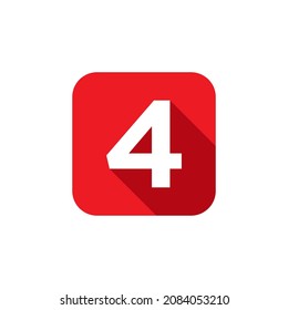 Alphabet, Text Symbol Flat Icon 4 Letter With Long Shadow Sign Template