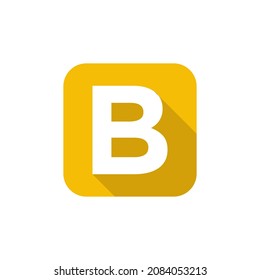 Alphabet, Text Symbol Flat Icon B Letter With Long Shadow Sign Template