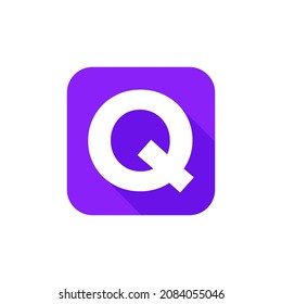 Alphabet, Text Symbol Flat Icon Q Letter With Long Shadow Sign Template