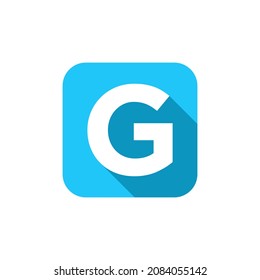 Alfabeto, Símbolo de texto Icono plano Letra G con plantilla de signo de sombra larga