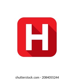 Alphabet, Text Symbol Flat Icon H Letter With Long Shadow Sign Template