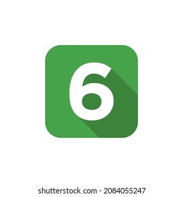 Alfabeto, Símbolo de texto Icono plano 6 Letra con plantilla de signo de sombra larga