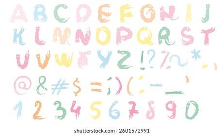 Alphabet Textured  Vector Isolated Set Pastel Colors