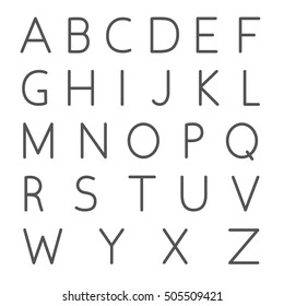 alphabet, thin line design. linear letters collection. English alphabet, isolated vector illustration