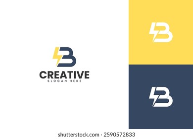 alphabet and thunder logo design concept, simple logo template for industrial company