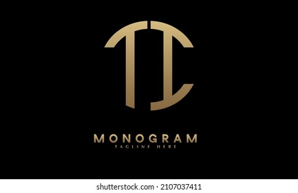 Alphabet TI or IT illustration monogram vector logo template in round shape