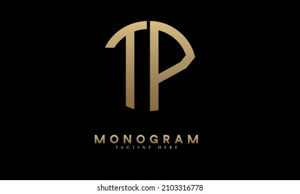 Alfabeto TP o PT ilustración monograma modelo de logotipo vectorial en forma redonda