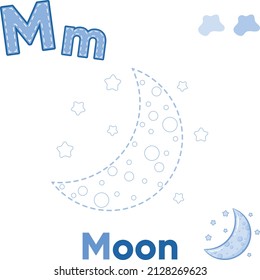 Alphabet Trace and color moon for letter M