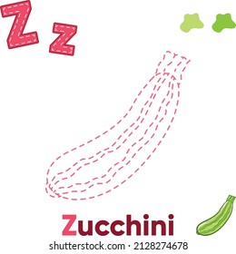 Alphabet Trace and color zucchini for letter Z