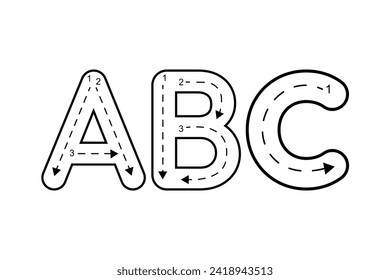 Alphabet tracing black and white, ABC