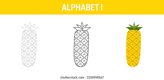 Alphabet I tracing and coloring worksheet for kids