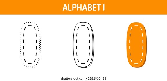 Alphabet I tracing and coloring worksheet for kids
