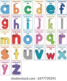 Alphabet tracing flasg cards vector - lowercase 