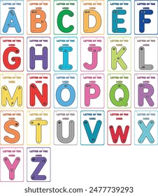 Alphabet tracing flasg cards vector - uppercase 