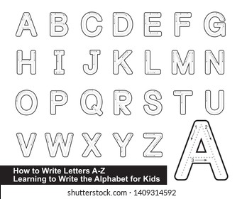 ALPHABET TRACING LETTERS  STEP BY STEP LETTER TRACING Write the letter Alphabet Writing lesson for children vector
 svg