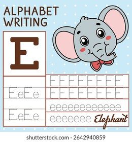 Alphabet Tracing Worksheet Featuring a Cute Elephant