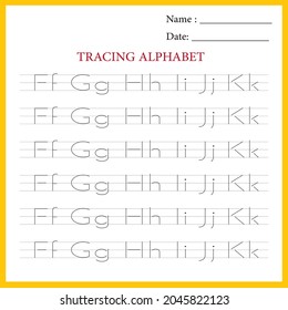 Alphabet tracing worksheet for kids Free Vector