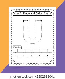 Alphabet A tracing worksheet for kids trace and color