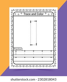 Alphabet A tracing worksheet for kids trace and color