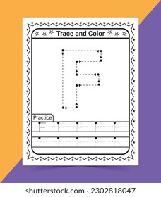 Alphabet A tracing worksheet for kids trace and color