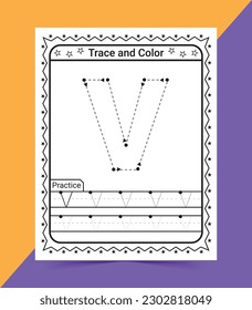 Alphabet A tracing worksheet for kids trace and color