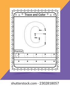 Alphabet A tracing worksheet for kids trace and color