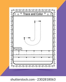 Alphabet A tracing worksheet for kids trace and color