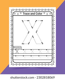 Alphabet A tracing worksheet for kids trace and color