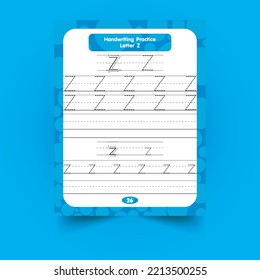 Alphabet tracing worksheet with letter and vocabulary